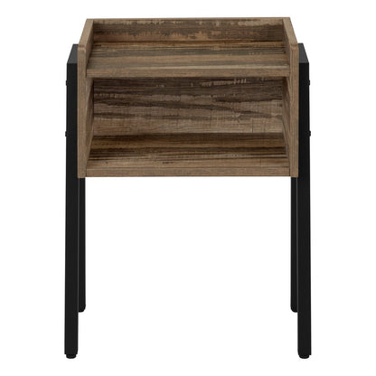 23" Black And Brown End Table With Shelf