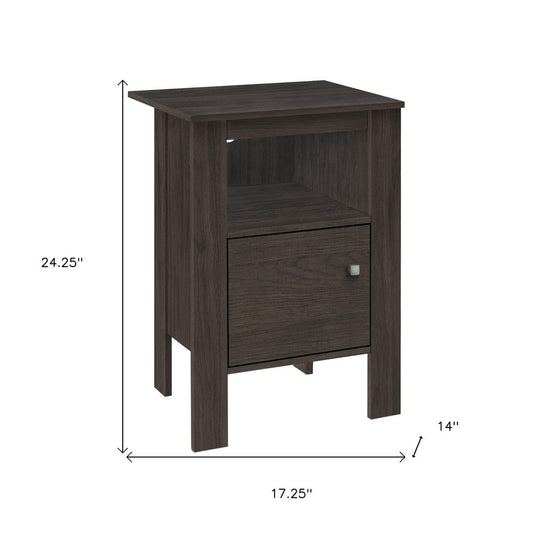 24" Brown Wood Nightstand