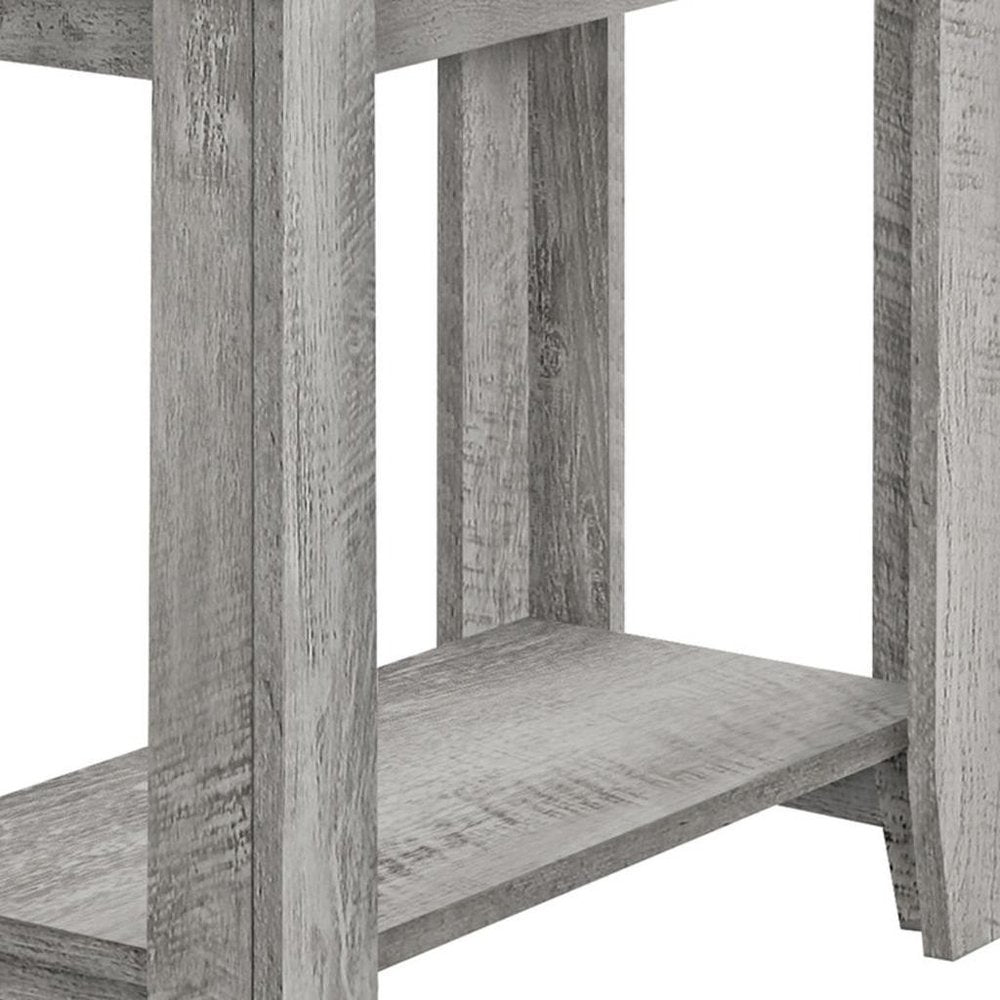 22" Gray Wood End Table With Shelf