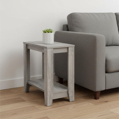 22" Light Gray Wood End Table With Shelf