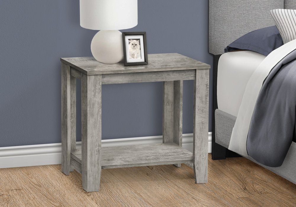 22" Light Gray Wood End Table With Shelf