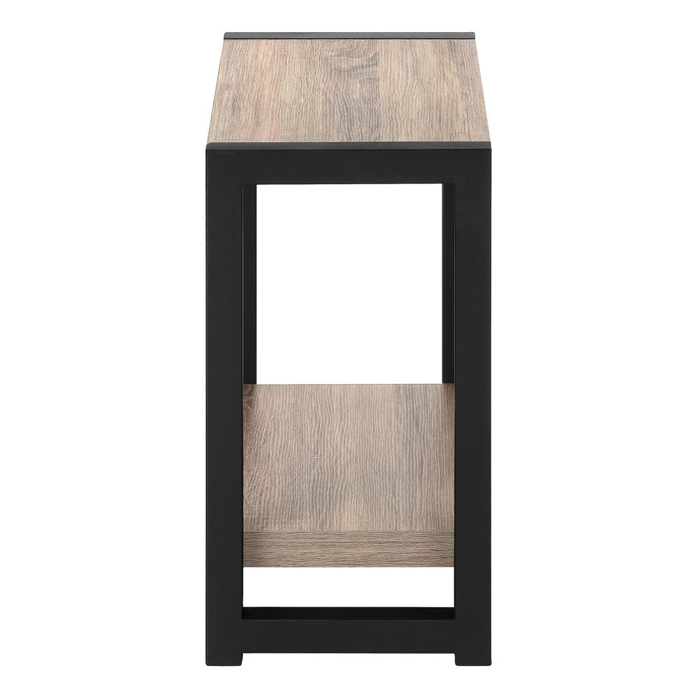 22" Black And Deep Taupe End Table With Shelf