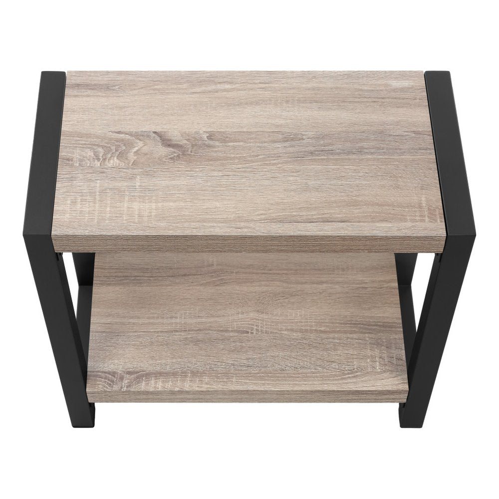 22" Black And Deep Taupe End Table With Shelf