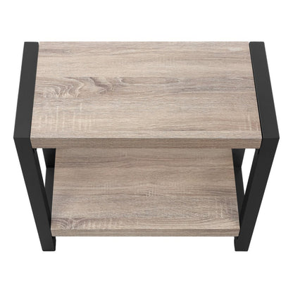 22" Black And Deep Taupe End Table With Shelf