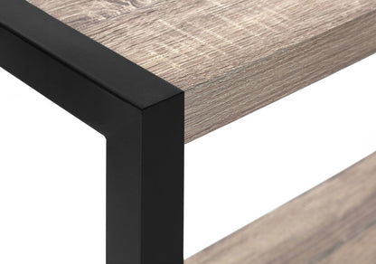 22" Black And Deep Taupe End Table With Shelf