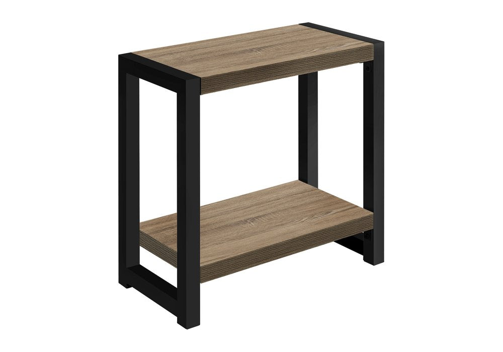 22" Black And Deep Taupe End Table With Shelf