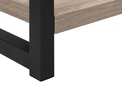 22" Black And Deep Taupe End Table With Shelf