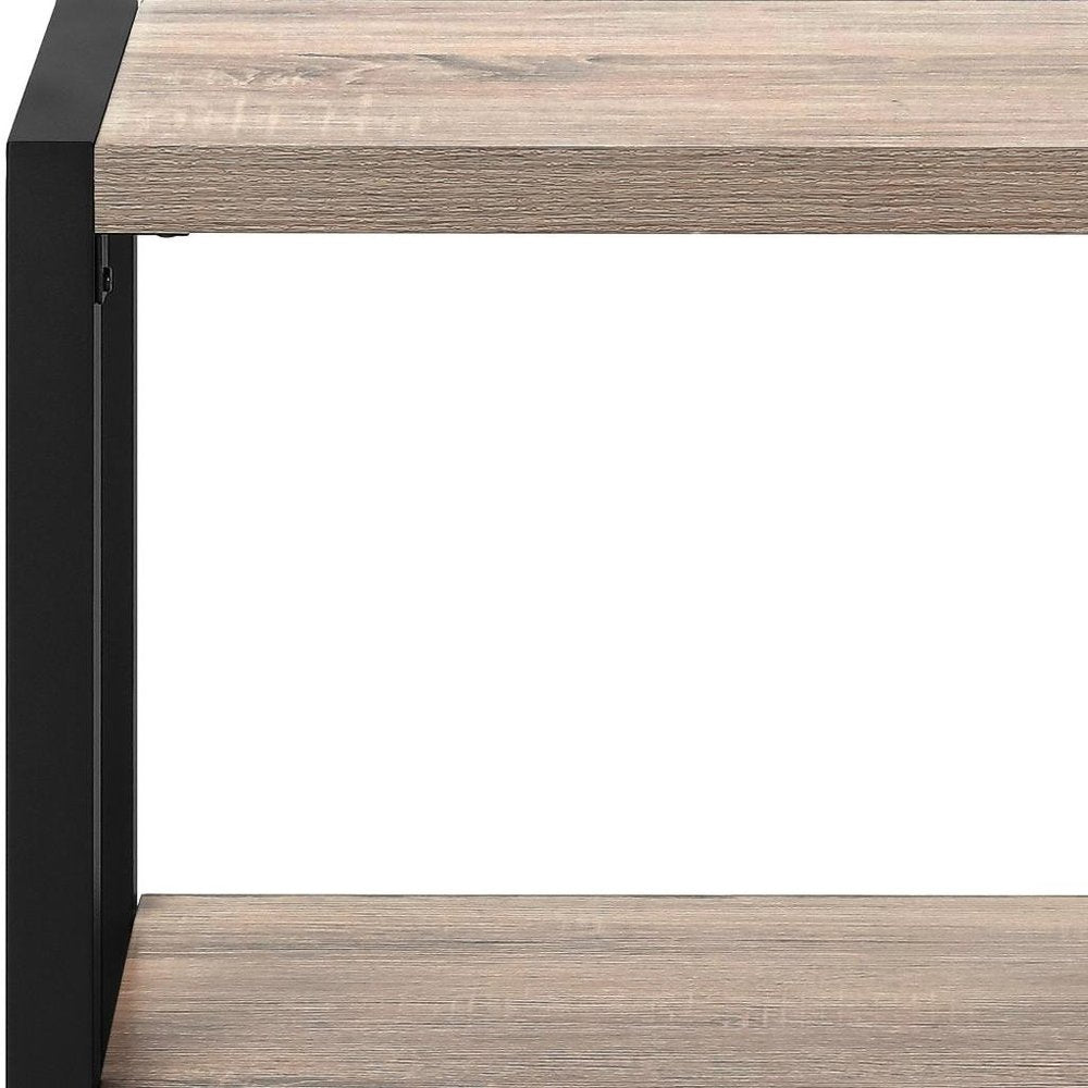 22" Black And Deep Taupe End Table With Shelf