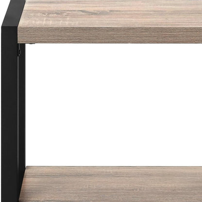 22" Black And Deep Taupe End Table With Shelf