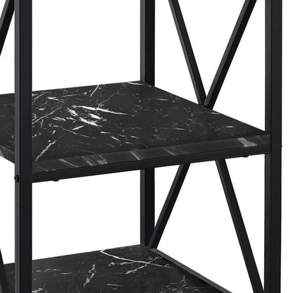26" Black Square End Table With Two Shelves