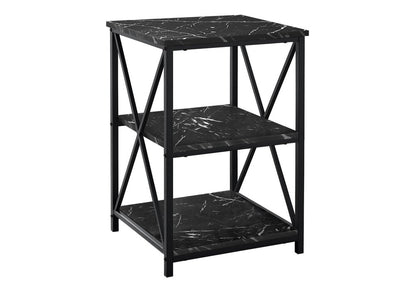 26" Black Square End Table With Two Shelves