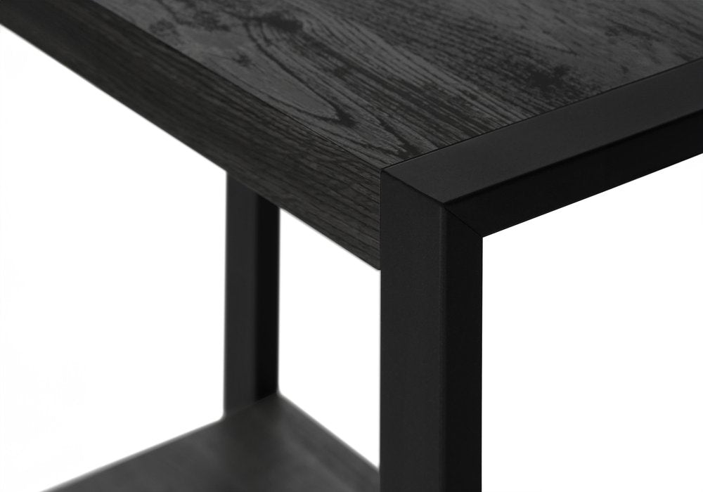 24" Black End Table With Shelf