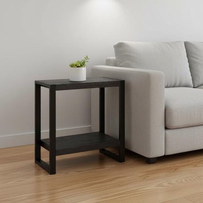 24" Black End Table With Shelf