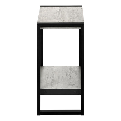 24" Gray And Black Distressed Wood And Iron Frame End Table With Shelf
