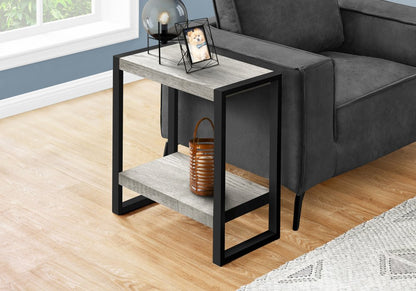 24" Black And Gray End Table With Shelf