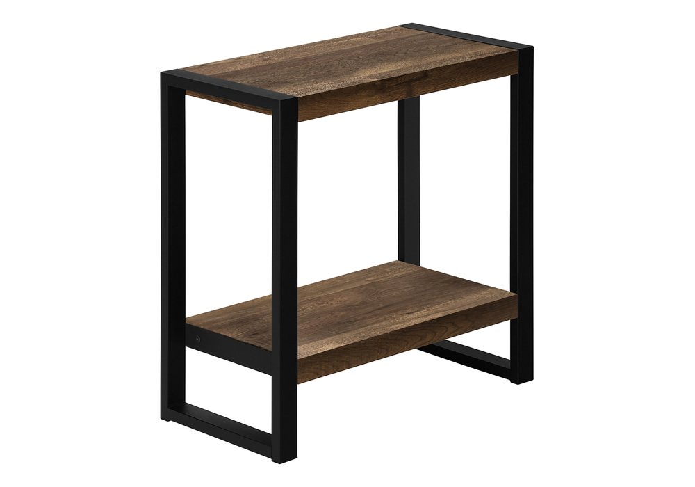 24" Black And Brown End Table With Shelf