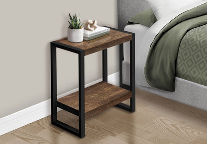 24" Black And Brown End Table With Shelf