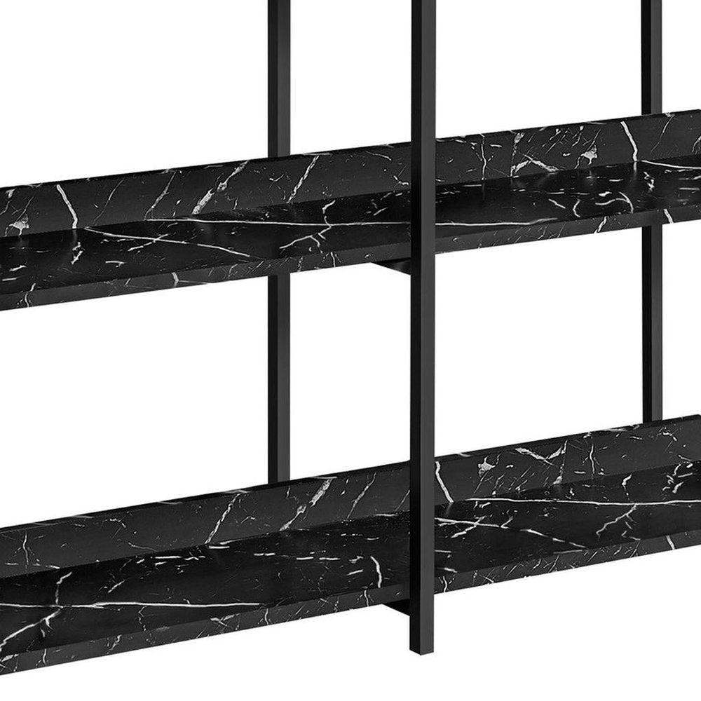 34" Black End Table With Three Shelves