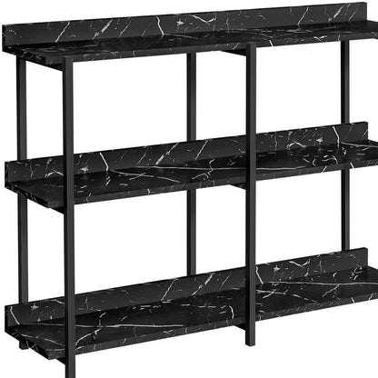 34" Black End Table With Three Shelves