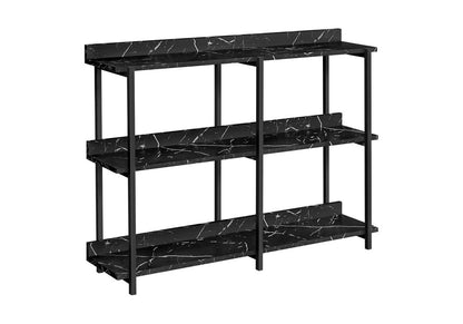 34" Black End Table With Three Shelves