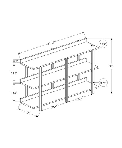34" Black End Table With Three Shelves