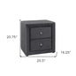 21" Dark Gray Wood Two Drawer Nightstand