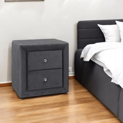 21" Dark Gray Wood Two Drawer Nightstand