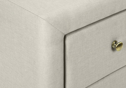 21" Beige Wood Two Drawer Nightstand