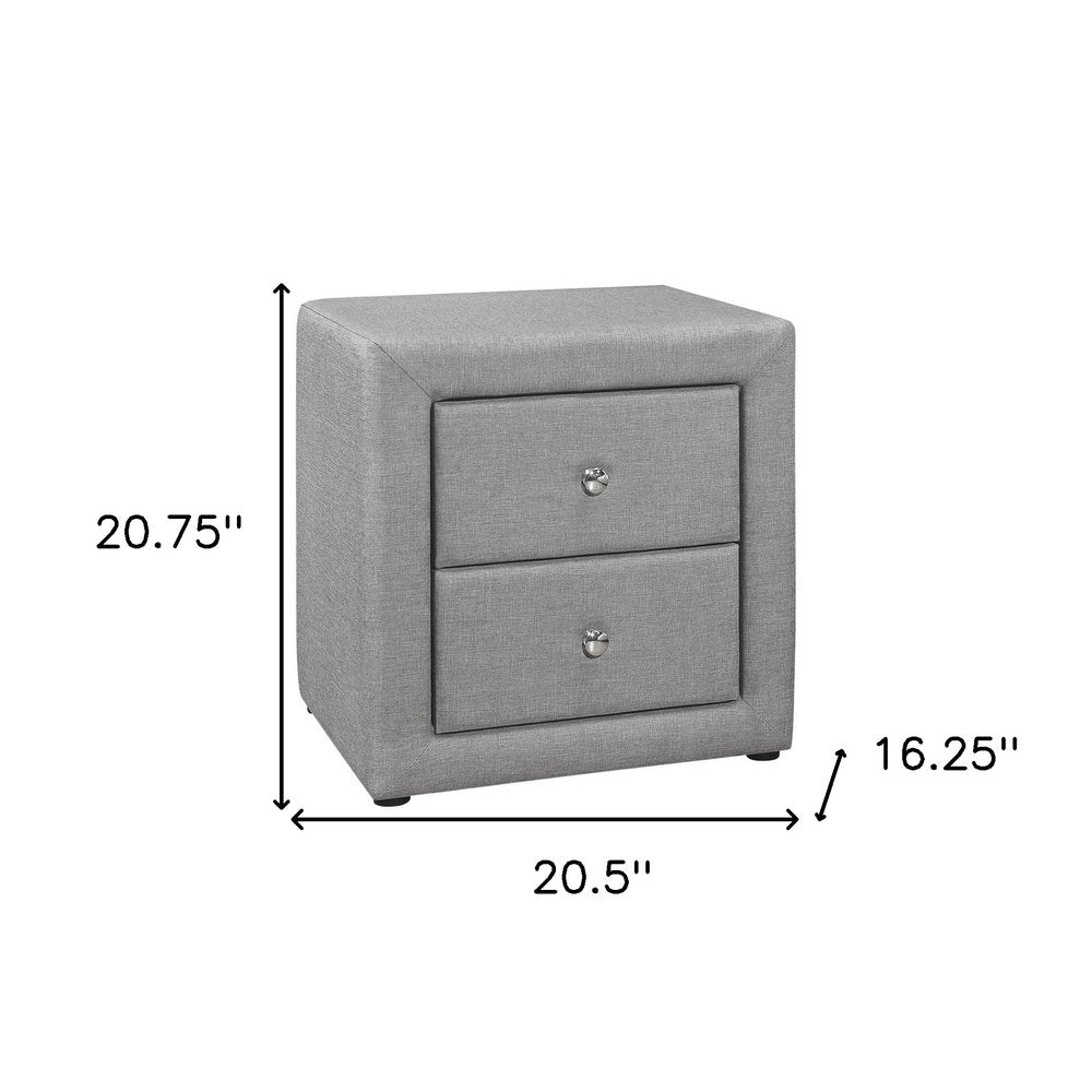 21" Gray Wood Two Drawer Nightstand