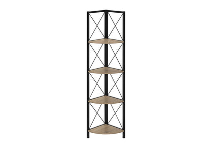 59" Taupe Metal Corner Bookcase
