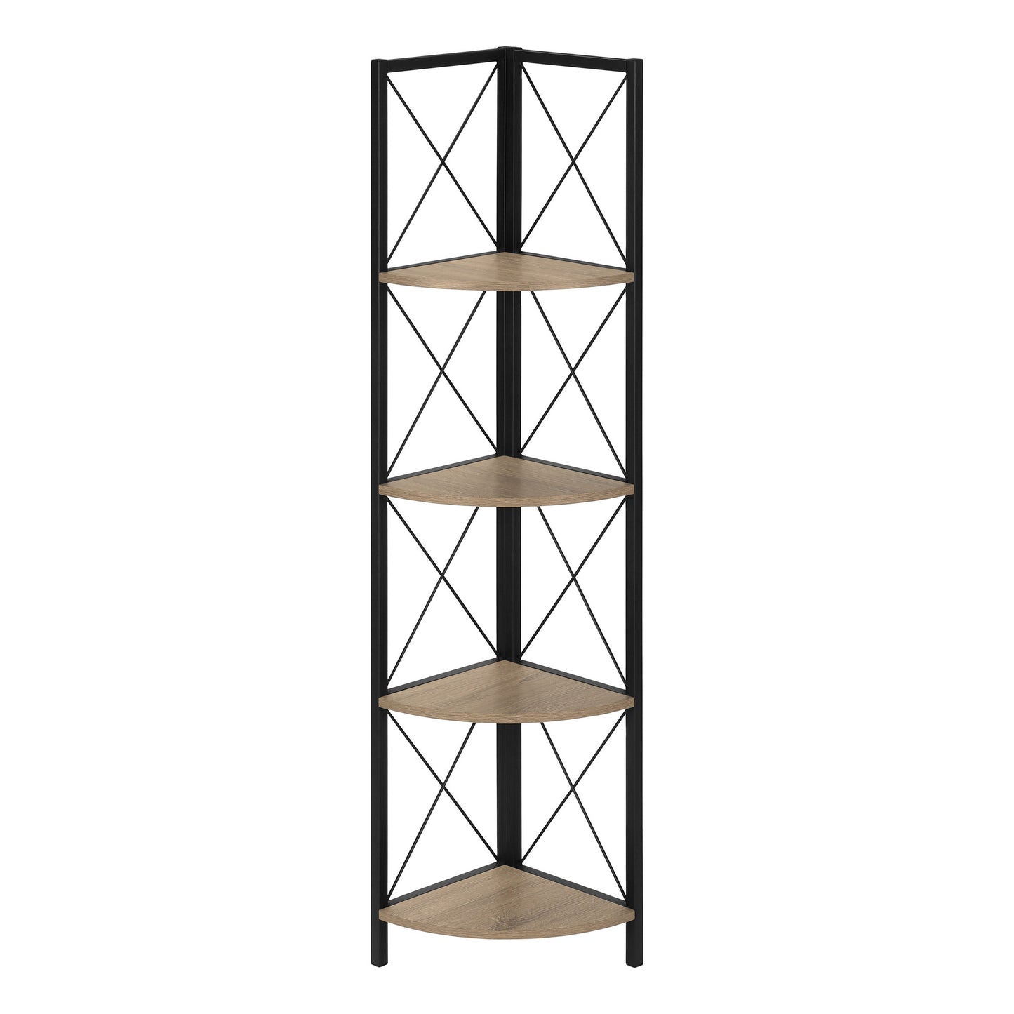 59" Taupe Metal Corner Bookcase