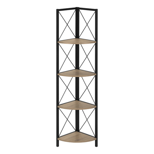 59" Taupe Metal Corner Bookcase