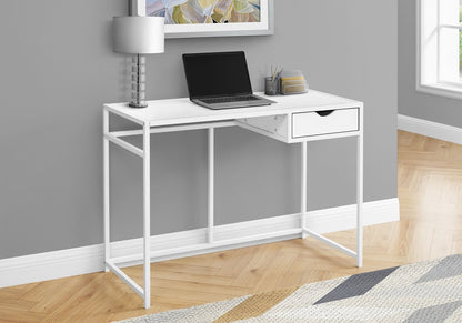 42" White Wood and Iron Computer Desk