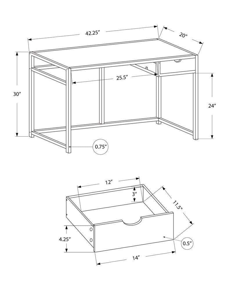 42" White Computer Desk