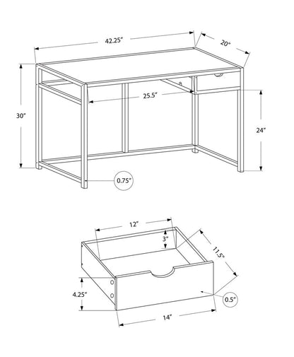 42" White Computer Desk