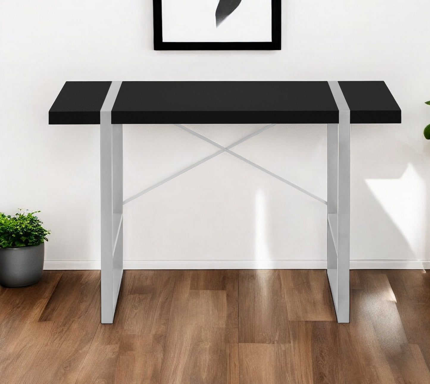 49" Black and Silver Computer Desk