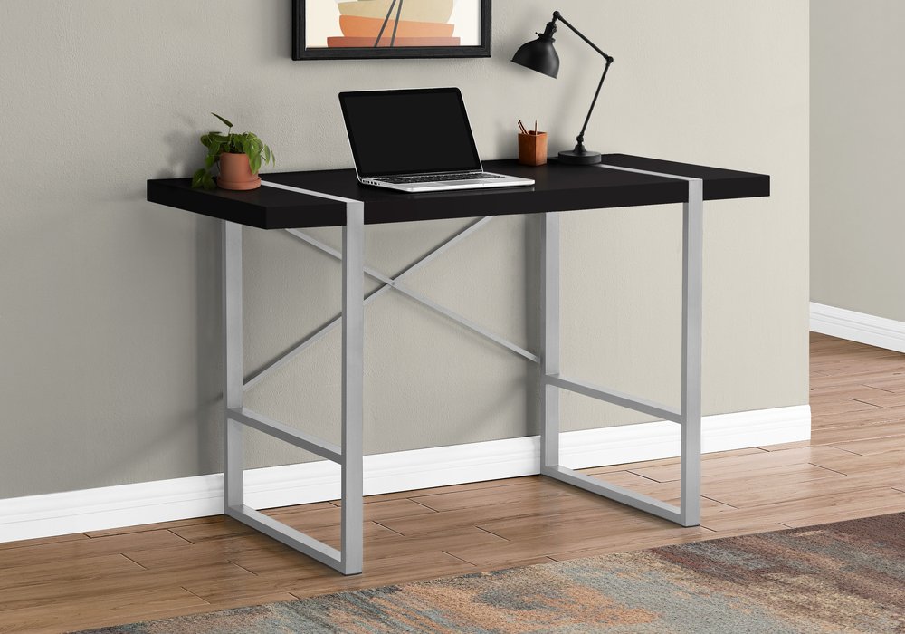 49" Black and Silver Computer Desk
