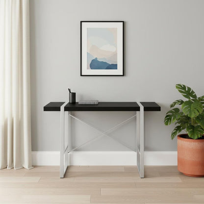 49" Black and Silver Computer Desk