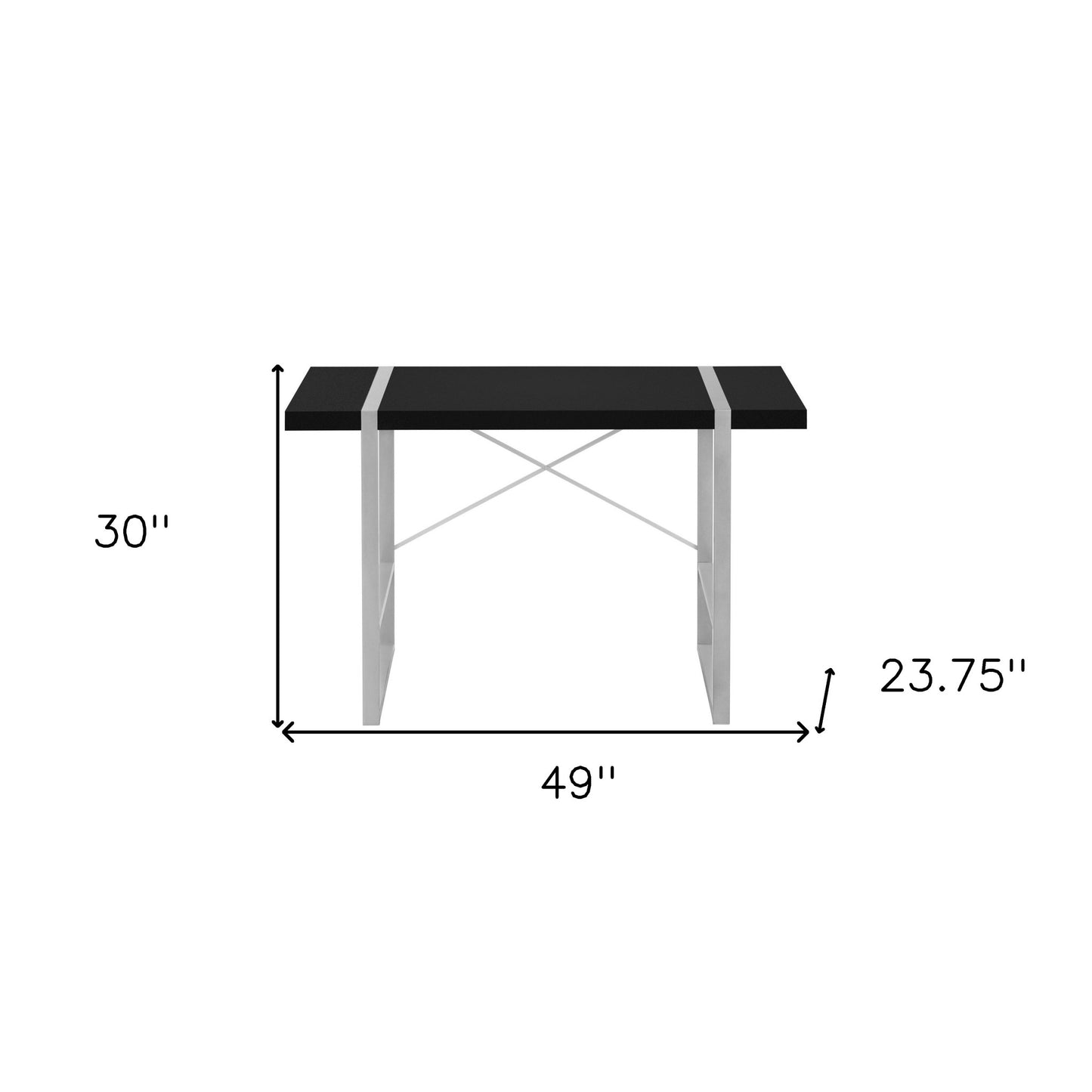 49" Black and Silver Computer Desk