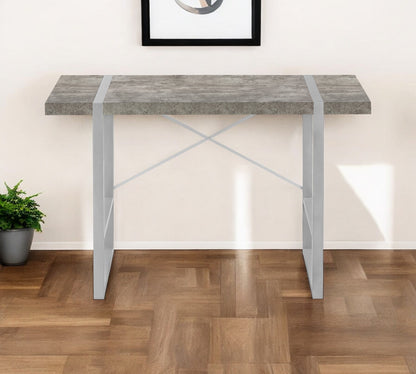 49" Gray and Silver Computer Desk