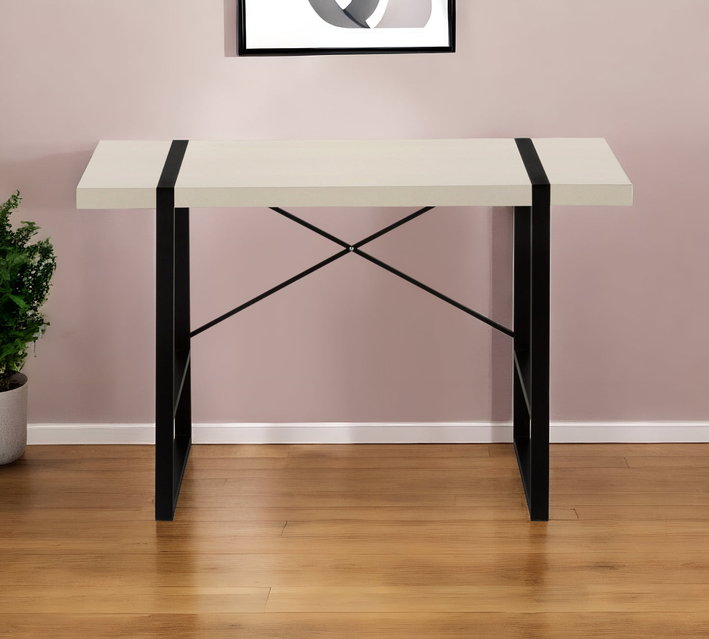 49" Taupe and Black Computer Desk