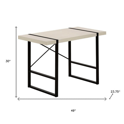 49" Taupe and Black Computer Desk