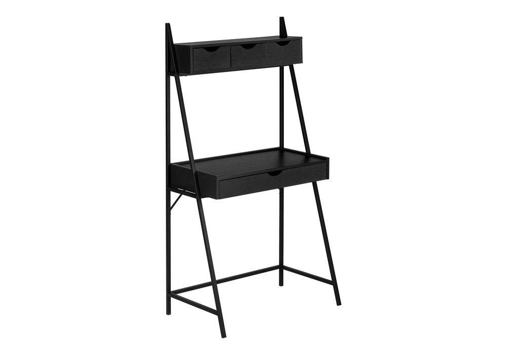 32" Black Computer Desk With Four Drawers