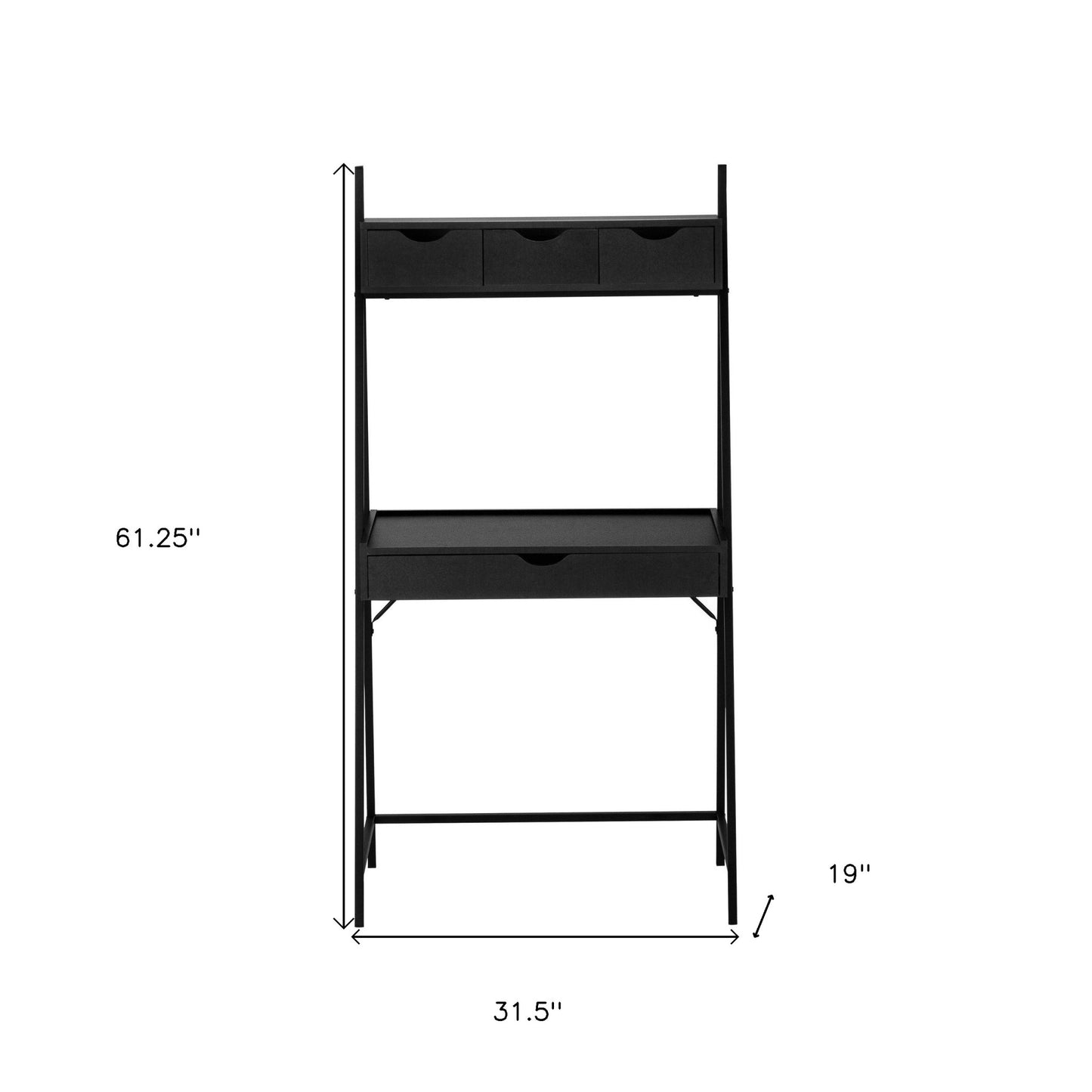 32" Black Computer Desk With Four Drawers