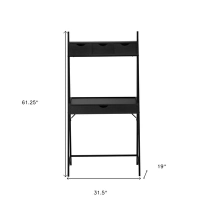 32" Black Computer Desk With Four Drawers