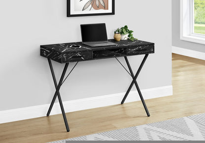 42" Black and White and Black Computer Desk With Two Drawers