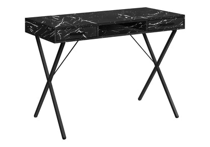 42" Black and White and Black Computer Desk With Two Drawers