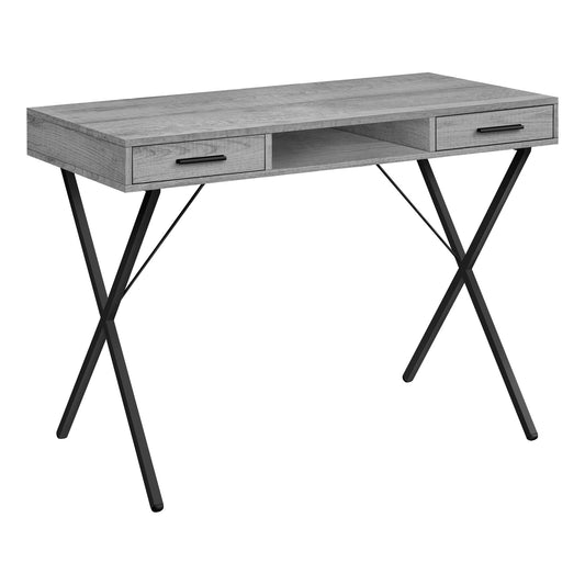 42" Gray and Black Computer Desk With Two Drawers