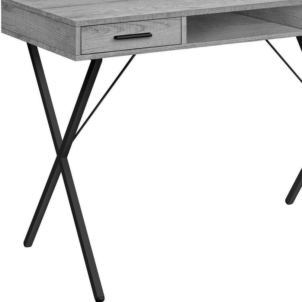 42" Gray and Black Computer Desk With Two Drawers