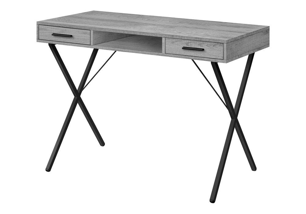 42" Gray and Black Computer Desk With Two Drawers